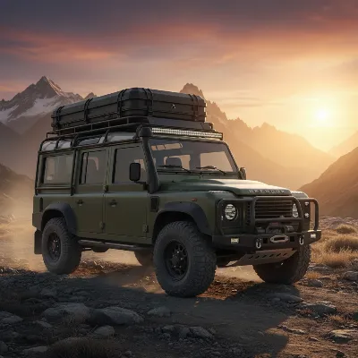 Robust roof box securely mounted on an off-road vehicle's roof rack