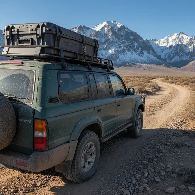 Pelican BX135 Cargo Case securely mounted on a vehicle roof rack, designed for rugged outdoor use